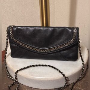 Black Leather Chain Shoulder Bag